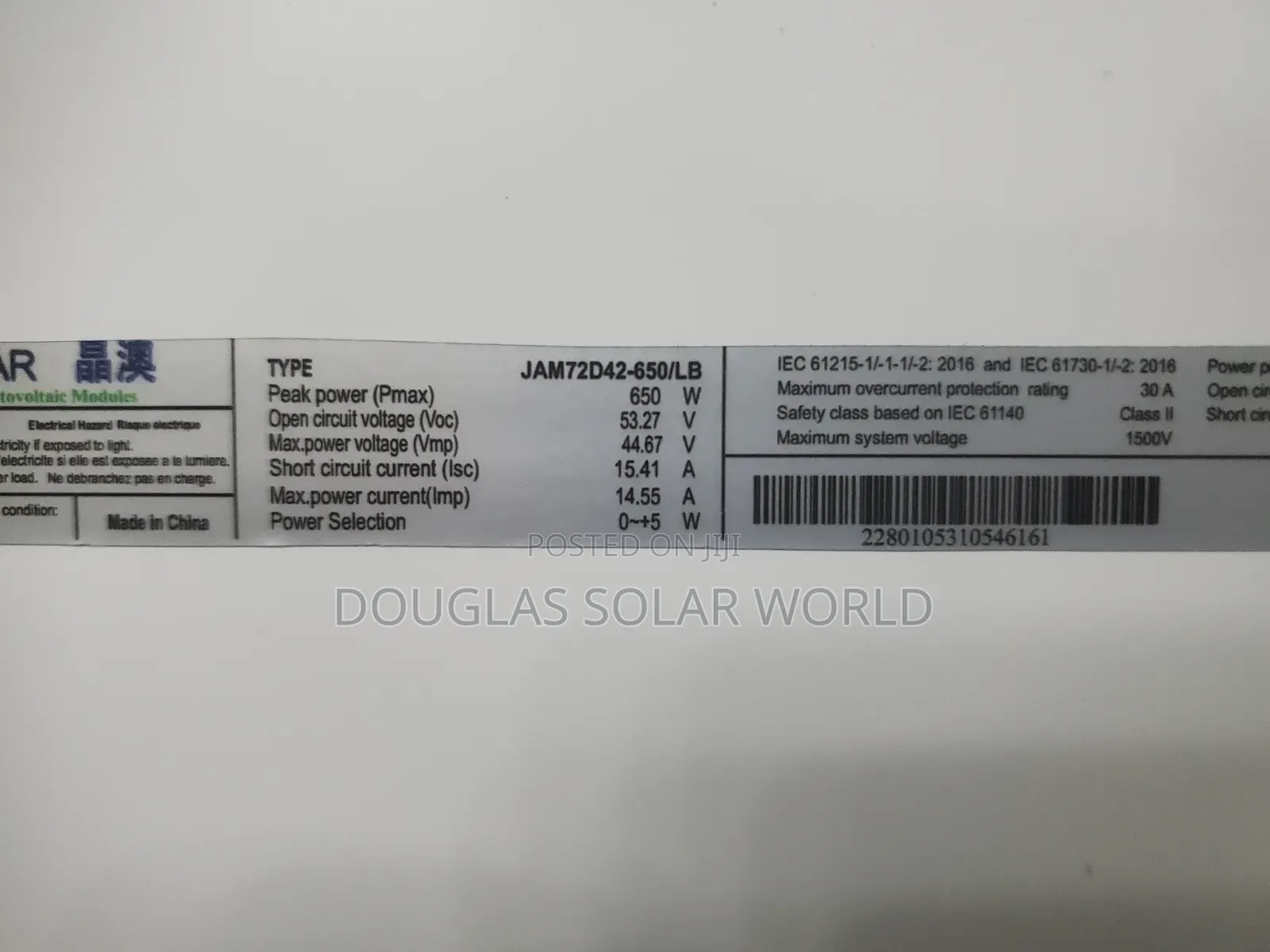 JA Solar 650W Monocrystalline Solar Panel