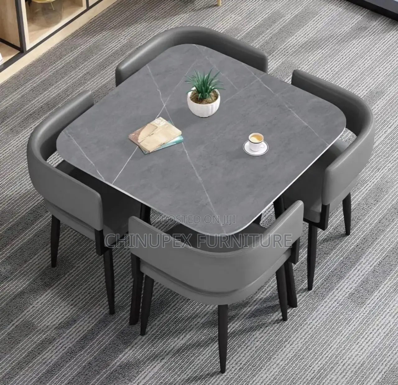 By 4 Seaters Gray Dining Table Set