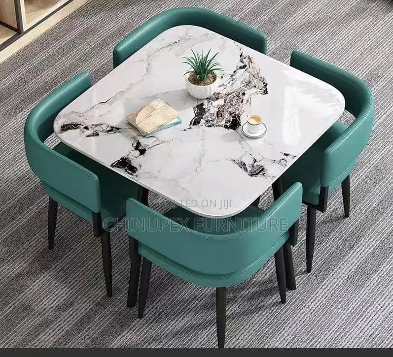 By 4 Seaters Gray Dining Table Set