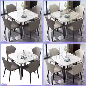 Modern Marble Dining Table With Metal Legs 4 Seater for Restaurant