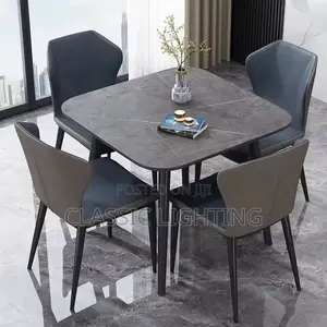 Modern Marble Dining Table With Metal Legs 4 Seater for Restaurant