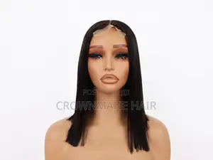 Bone Straight 12-Inch Human Hair Wig – 2x6 Closure, Pay on Delivery