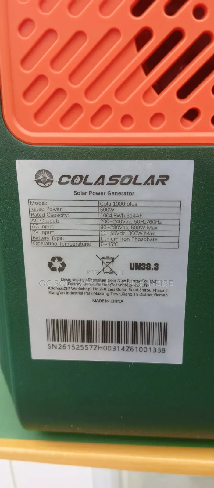 1kwh Cola Solar Plus Solar Power Generator