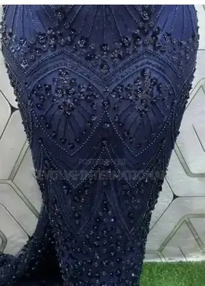 Exotic Premium Navy Blue Beaded Lace