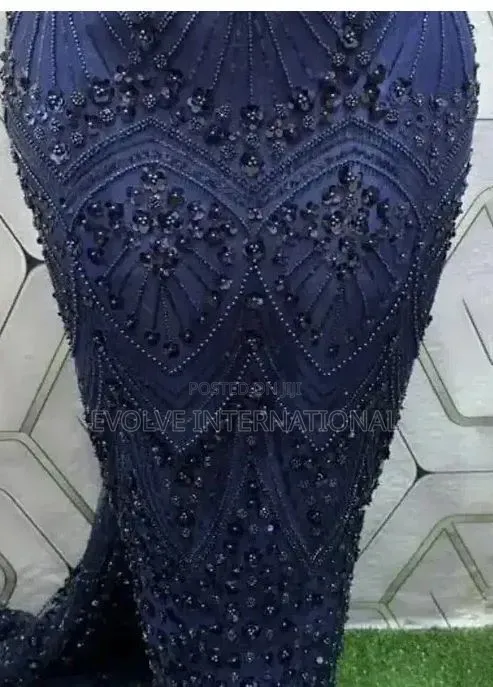 Exotic Premium Navy Blue Beaded Lace