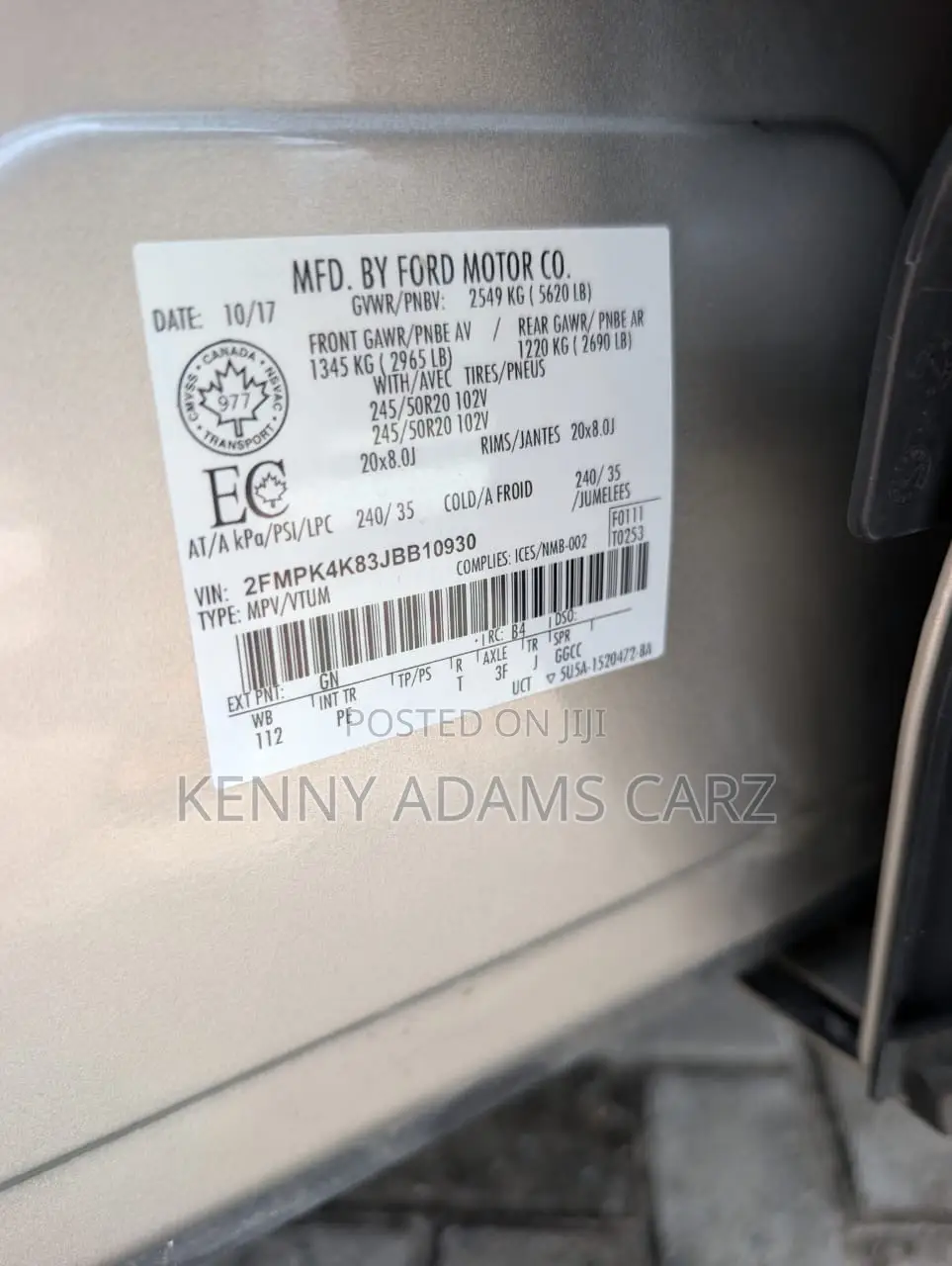 Ford Edge Titanium AWD 2018 Gold