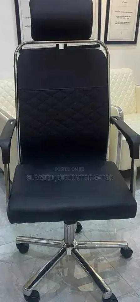 Black Office Swivel Chair With Headrest