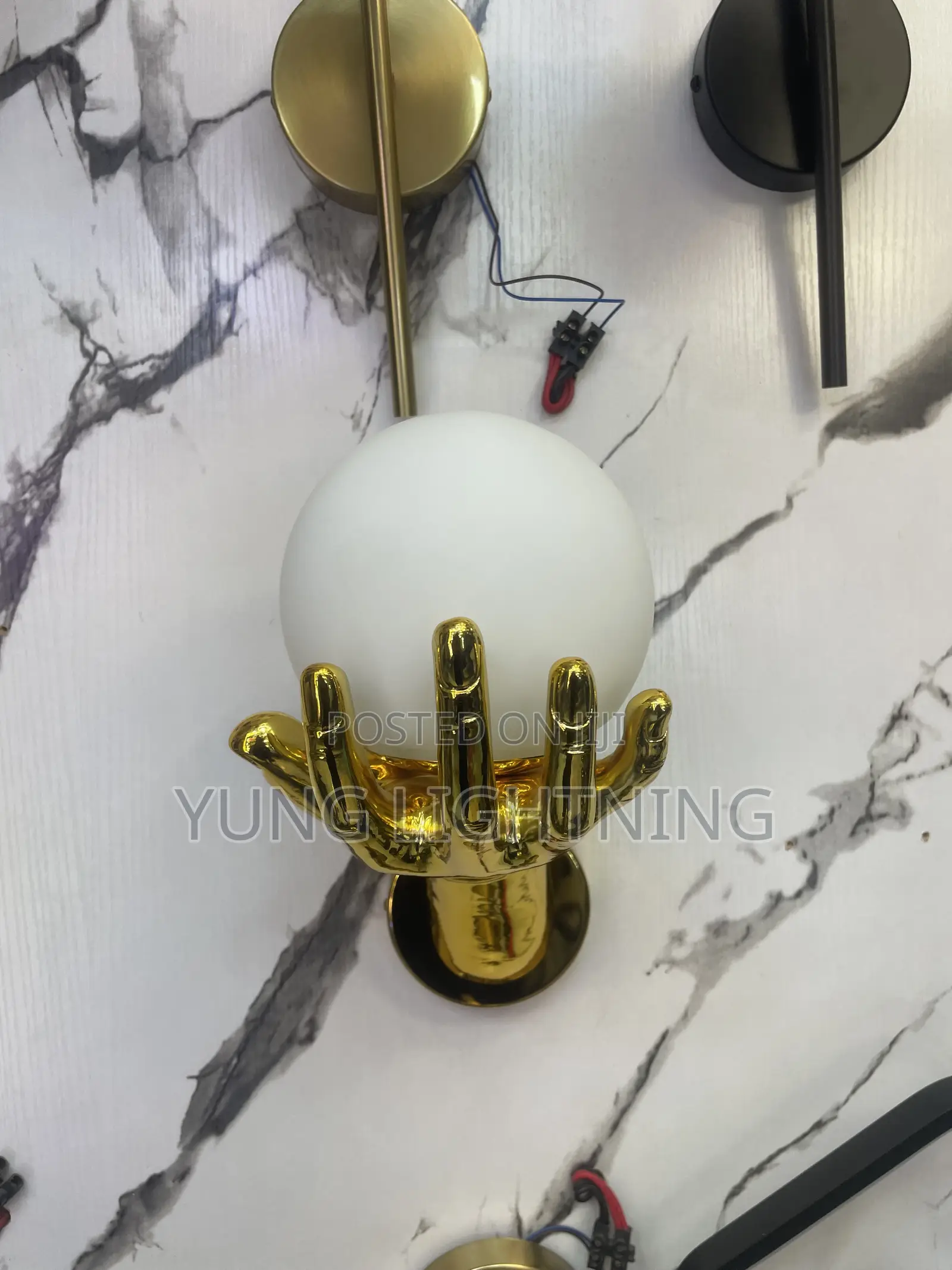 Luxury Golden Hand Wall Light – Modern LED Bedroom Sconce