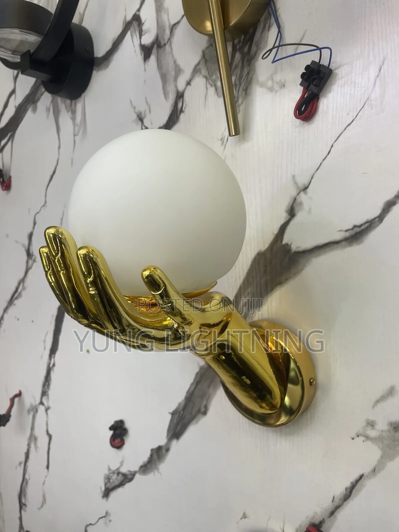Luxury Golden Hand Wall Light – Modern LED Bedroom Sconce