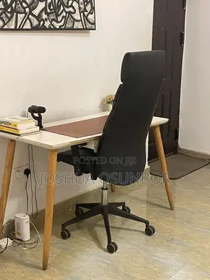 Writing Desk With Drawer + High Back Executive Chair — Home Office Set