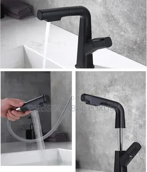 Pull Out Bathroom Liftable Basin Mixer Tap for Hot and Cold Water