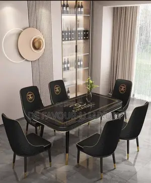 Modern Marble Dining Table by 6 Chairs