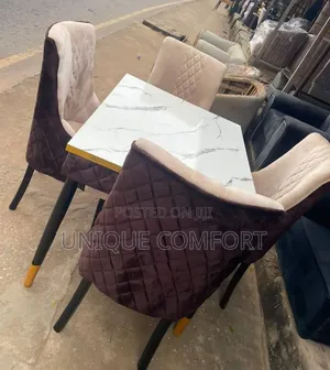 Brand New Top Quality 4 Seaters HDF Faux Marble Dining Set