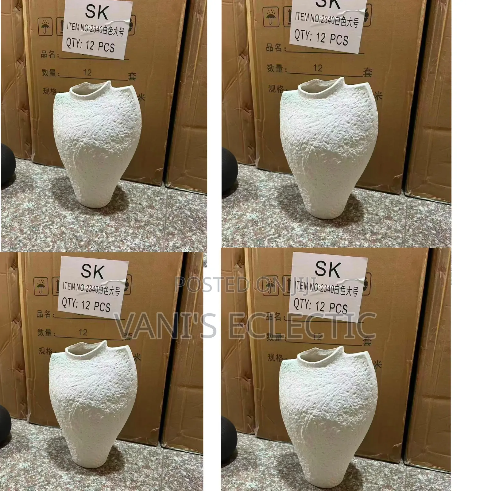 White Stoneware Ceramic Vase