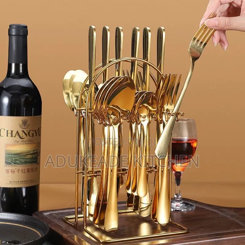 24pcs Cutlery Golden Spoon Set