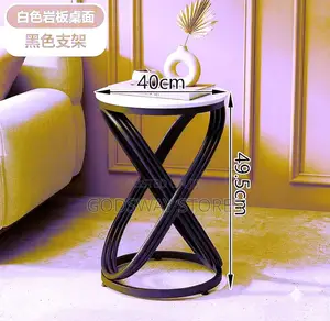 Modern Coffee Table / Side Table - Black Metal Stand