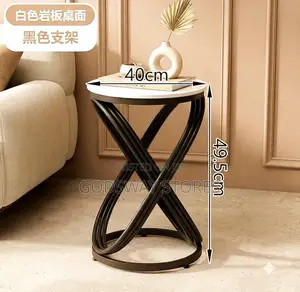 Modern Coffee Table / Side Table - Black Metal Stand