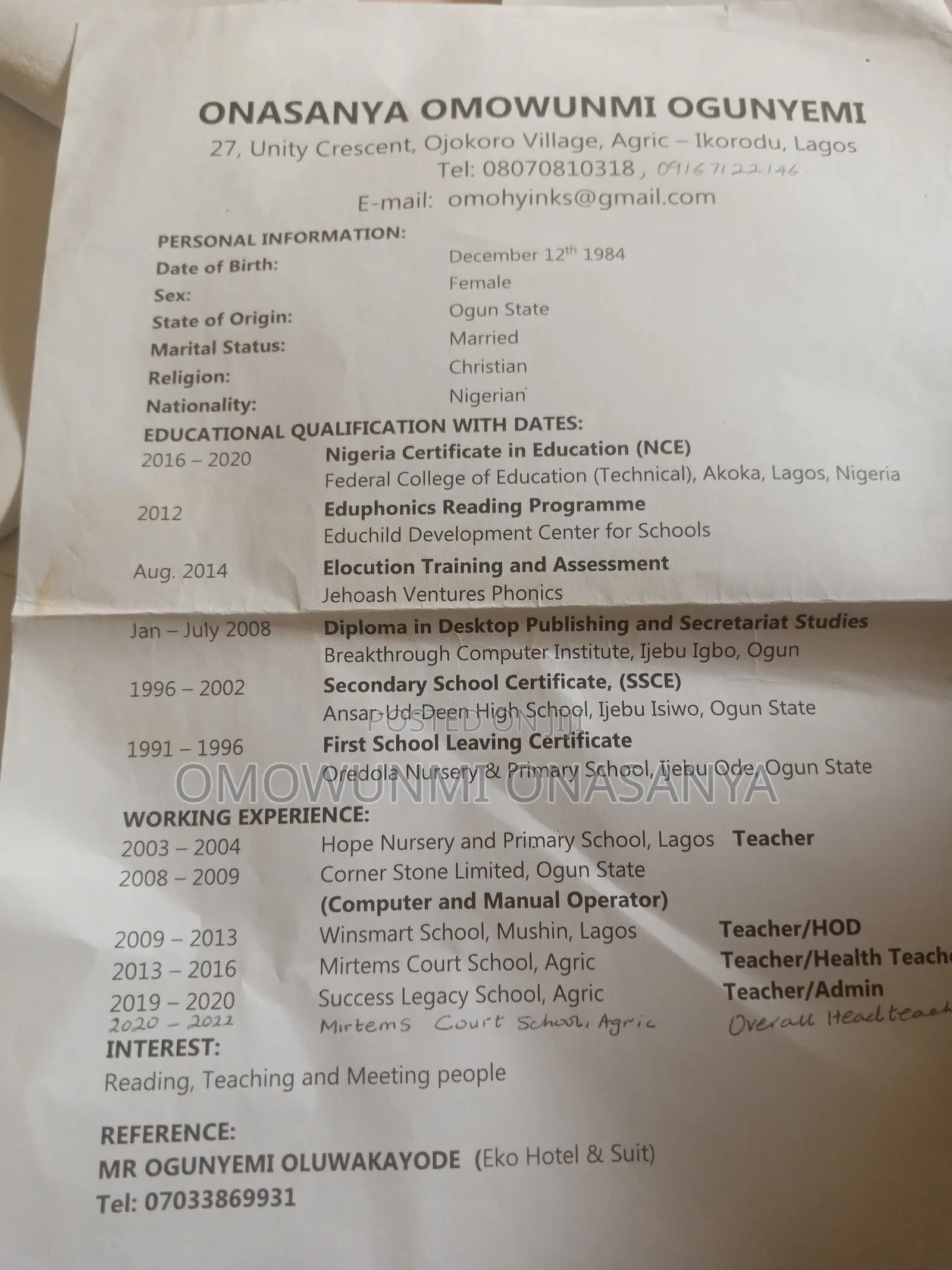 Manufacturing CV
