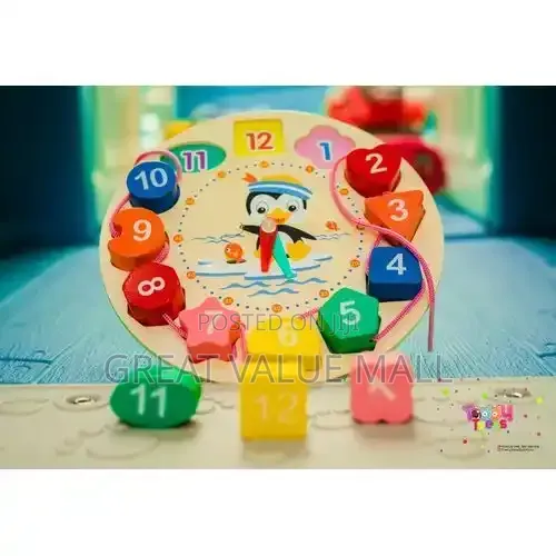 Early Learning Educational Toy Gift Wooden Shape Color Sorting Clock