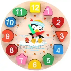 Early Learning Educational Toy Gift Wooden Shape Color Sorting Clock