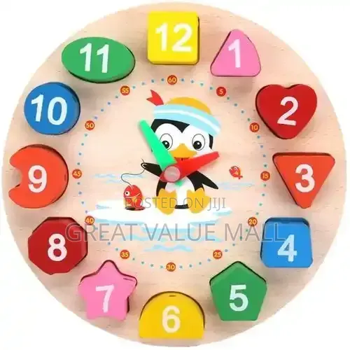Early Learning Educational Toy Gift Wooden Shape Color Sorting Clock