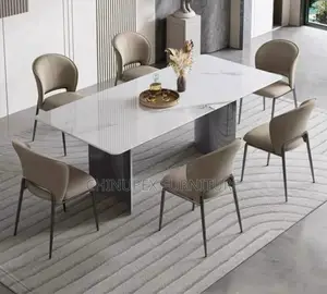 6 Seaters Dining Table Black/White/Brown/Gray Colour