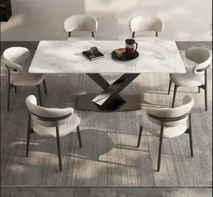 6 Seaters White Dining Table Set