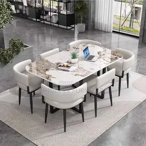 6 Seaters White Dining Table Set