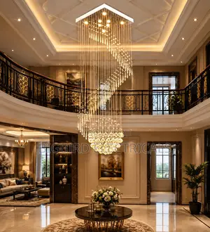 Square Waterfall Crystal Void Chandelier | Luxury Duplex/Hotel/Light