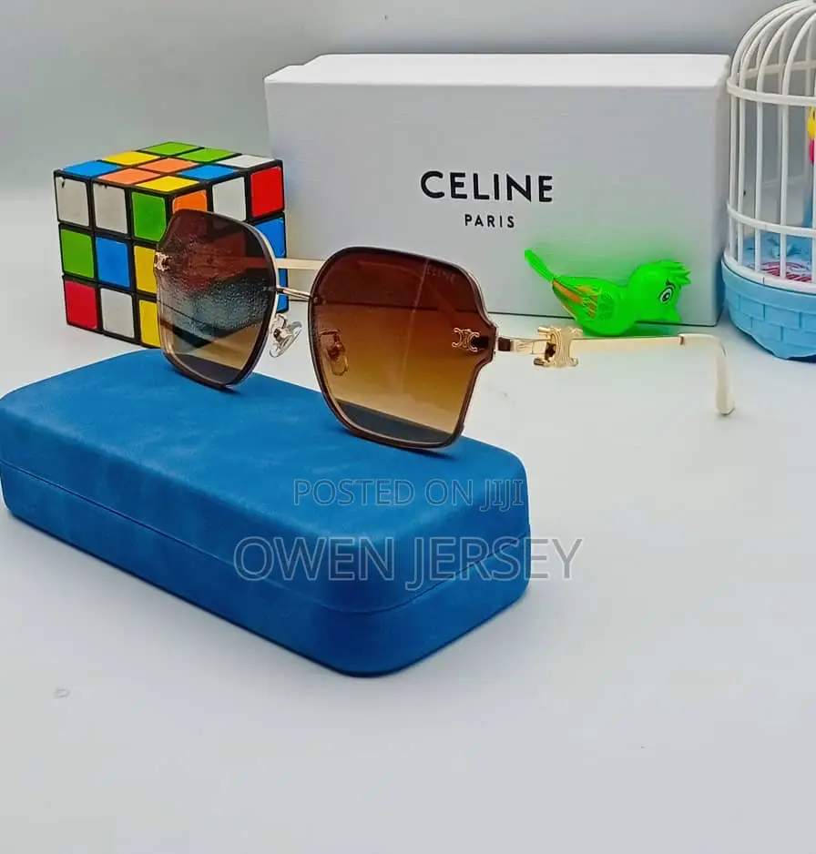 Luxury Celine Gradient Square Sunglasses – Elegant Gold Frame
