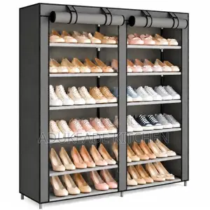 Dustproof Shoe Rack. 6-Tier Double Column Storage Cabinet With Cover.