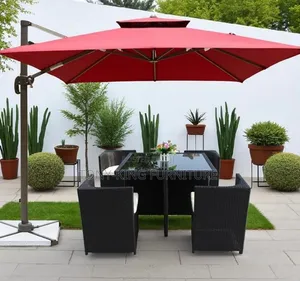 Outdoor Standard Metal Base Umbrella With Heavy Stone