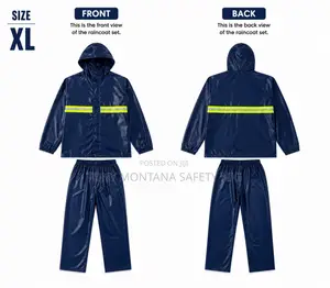 2-Piece Waterproof Raincoat Set With Trousers & Reflective Strip
