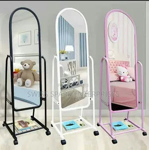 Full-Length Standing Arch Mirror With Storage Shelf Wheels