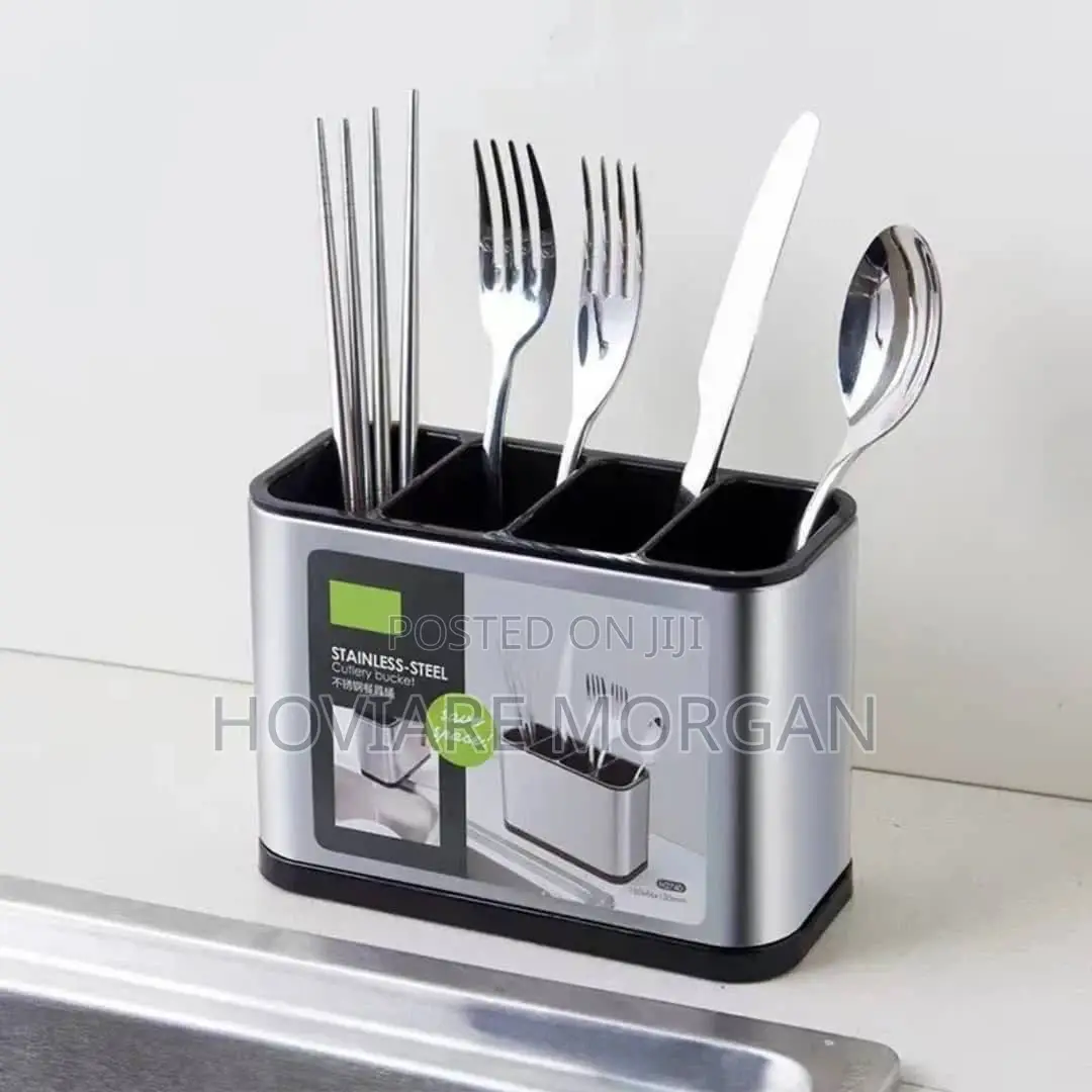 Stainless Steel Cutlery Bucket With Compartments