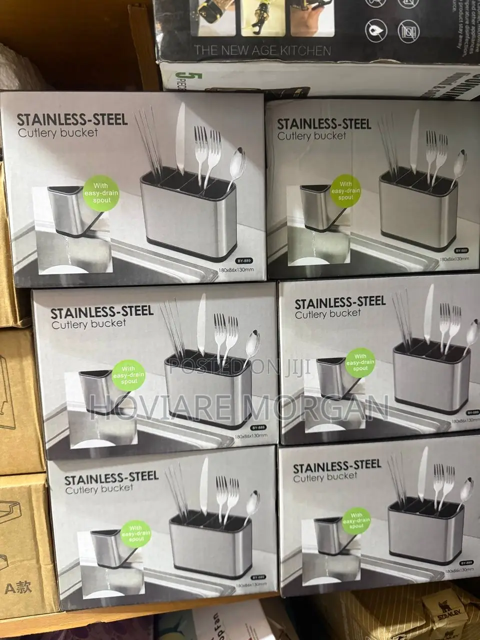 Stainless Steel Cutlery Bucket With Compartments