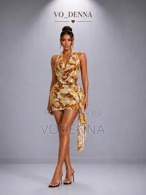 Stretchy Cowl Neck Gown