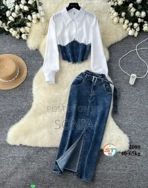 Luxury Demin 2piece Skirt and Top