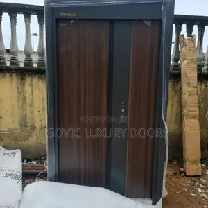 4ft Walnut Central-Accent Security Steel Door