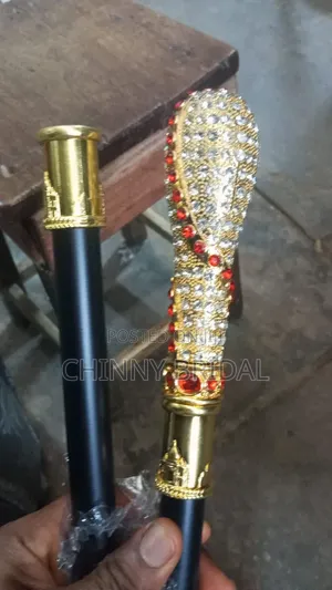 Golden Head Walking Stick With Touch of Red