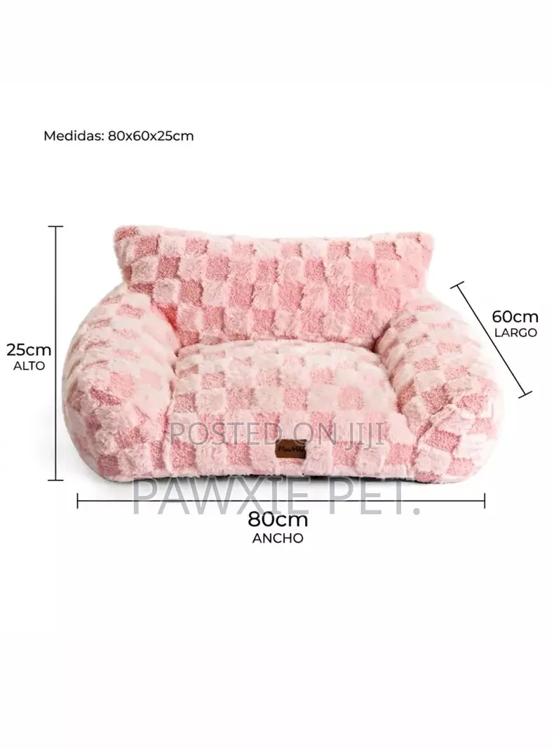 Short Fur Check Design Sofa Bed 76cm