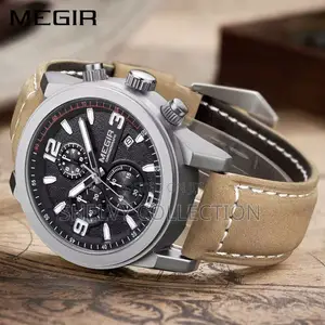 *Megir Watch**high Quality Leather Watch*_chronograph_