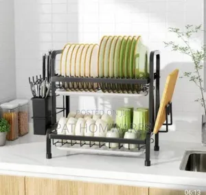 2Layer Dish Rack All Black