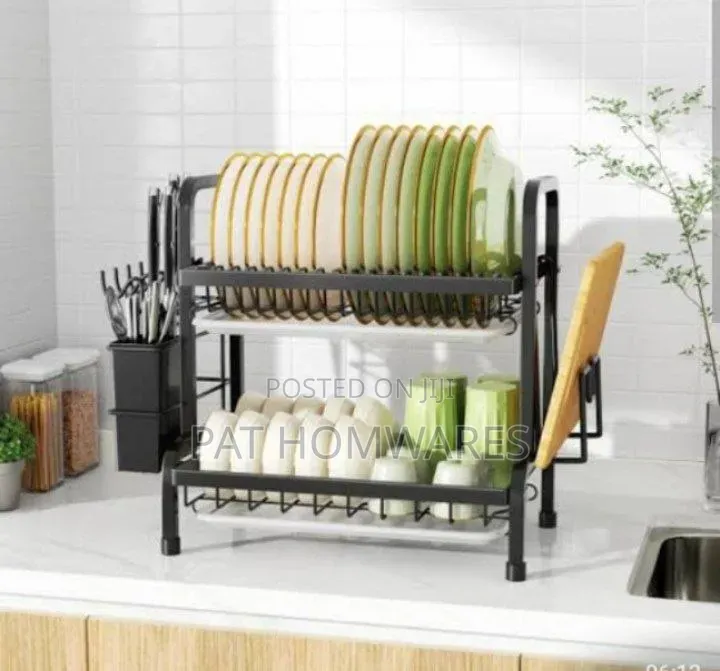 2Layer Dish Rack All Black