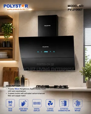 Polystar 90cm Digital Range Hood - Smart Kitchen Ventilation