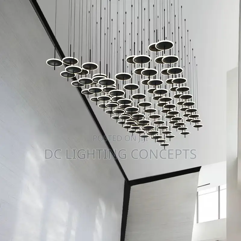 Modern Long Large Black Led Custom Pendant Ceiling Chandelier.