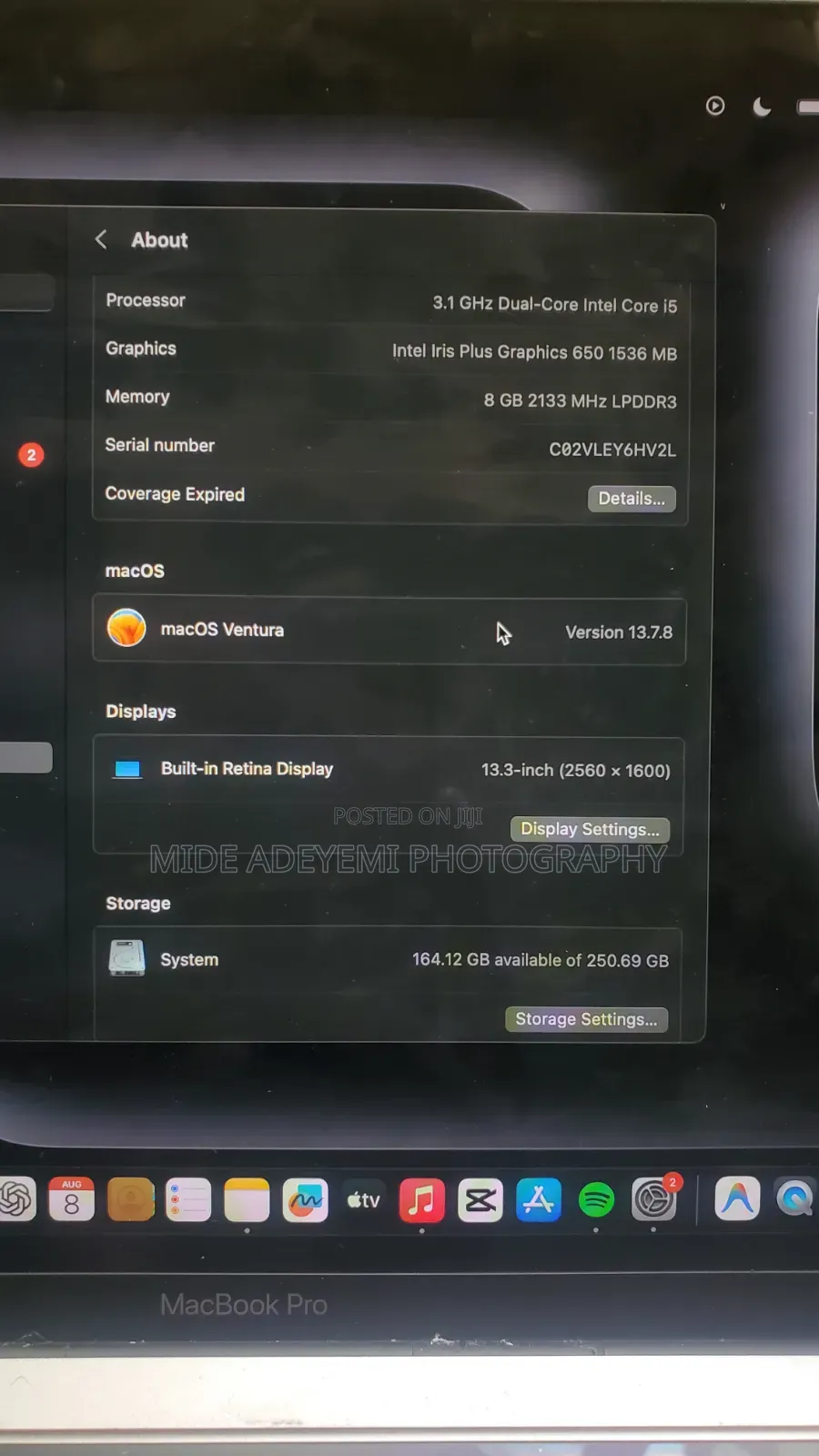 Laptop Apple MacBook Pro 2017 8GB Intel Core i5 SSD 256GB