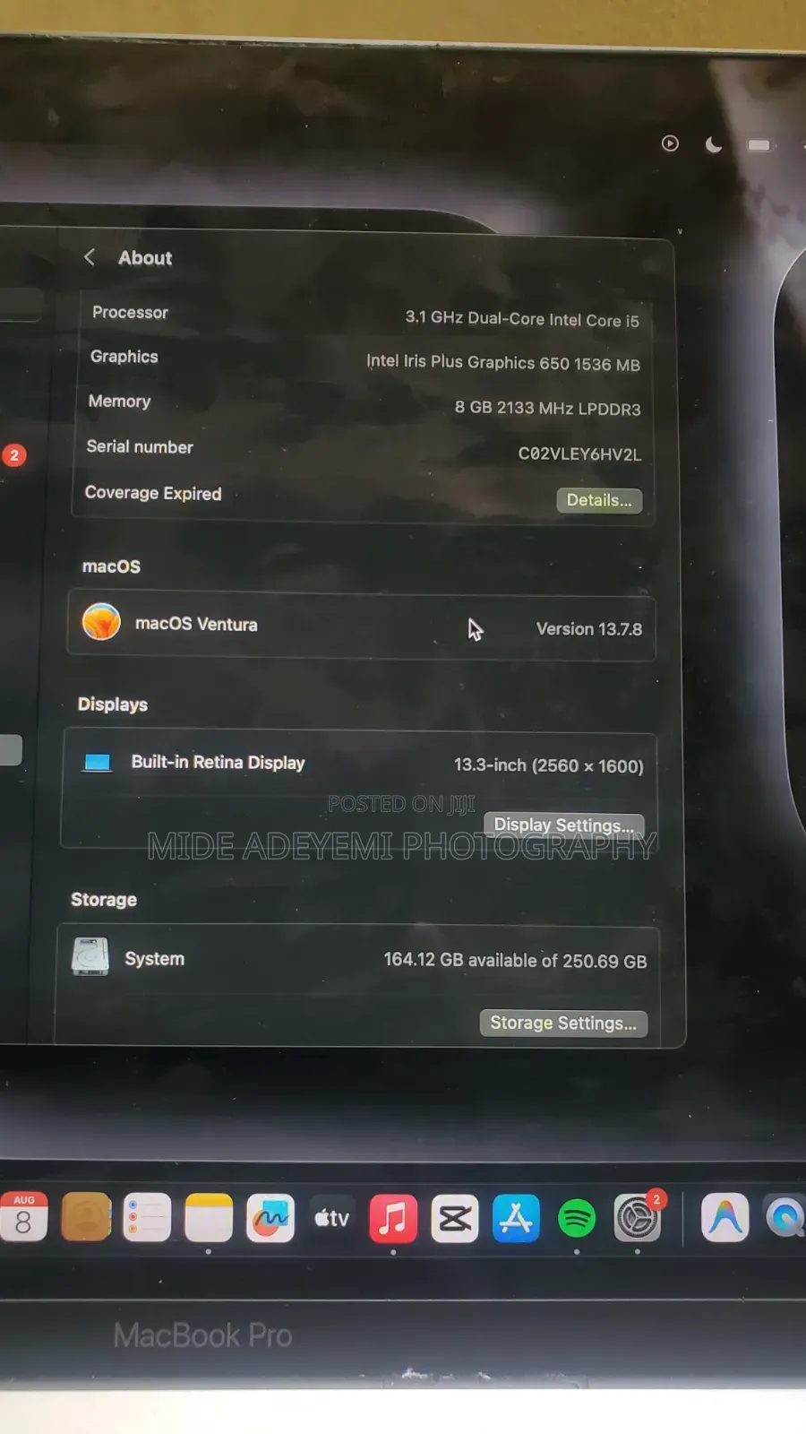 Laptop Apple MacBook Pro 2017 8GB Intel Core i5 SSD 256GB