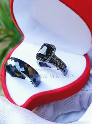 2pc Black Wedding Rings for Female
