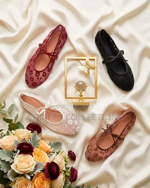 Floral Mesh Mary Jane Ballet Flats